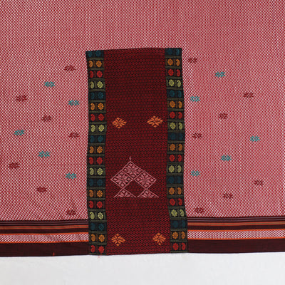 Pink - Kasuti Embroidery Unstitched Khun Silk Cotton Blouse Piece