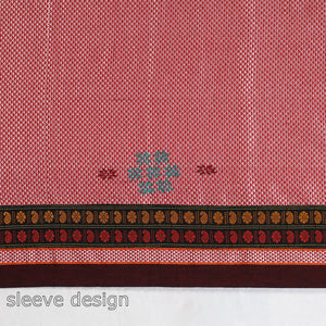 Pink - Kasuti Embroidery Unstitched Khun Silk Cotton Blouse Piece