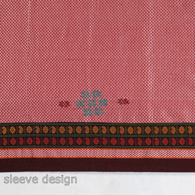 Pink - Kasuti Embroidery Unstitched Khun Silk Cotton Blouse Piece