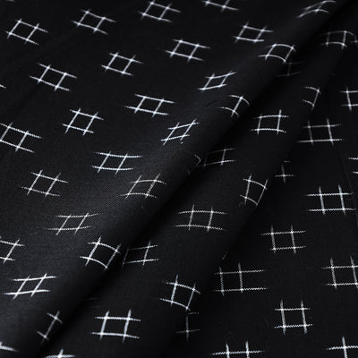 Black - Handloom Cotton Pochampally Double Ikat Fabric 03