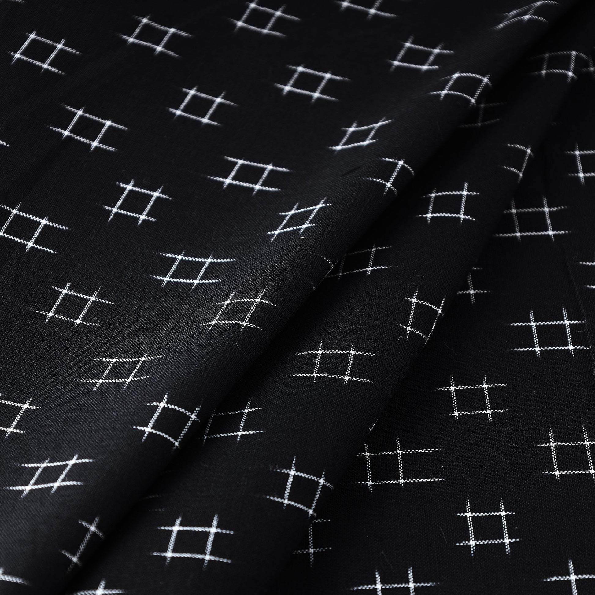 Black - Handloom Cotton Pochampally Double Ikat Fabric 03