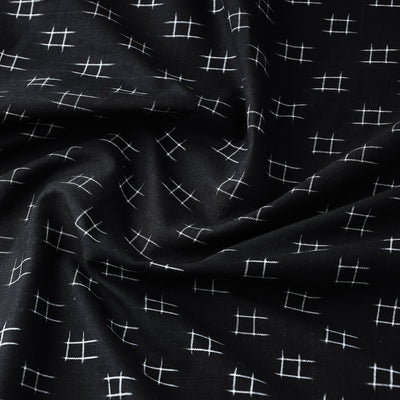 Black - Handloom Cotton Pochampally Double Ikat Fabric 03