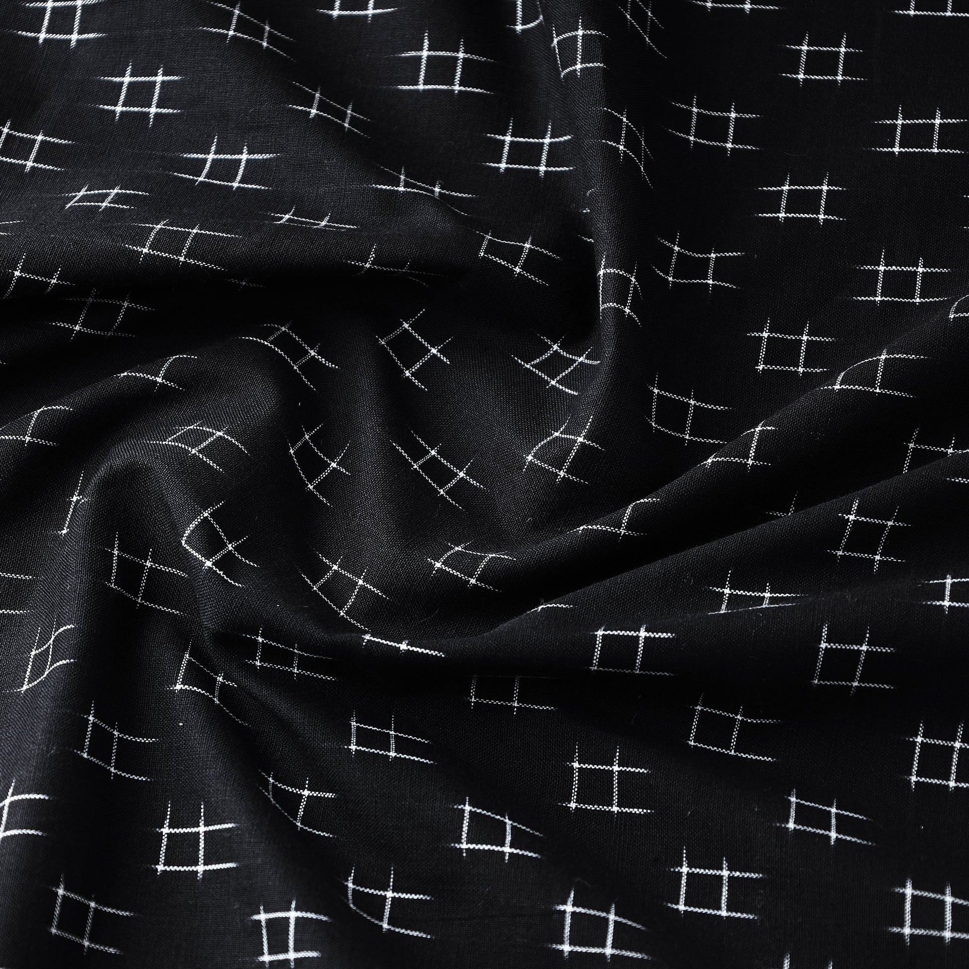 Black - Handloom Cotton Pochampally Double Ikat Fabric 03