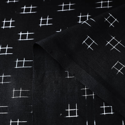 Black - Handloom Cotton Pochampally Double Ikat Fabric 03
