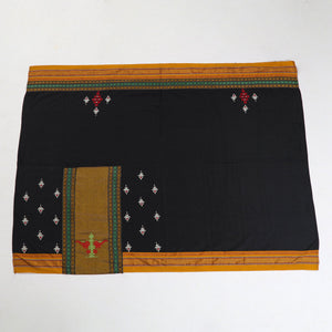 Black - Kasuti Embroidery Unstitched Khun Silk Cotton Blouse Piece