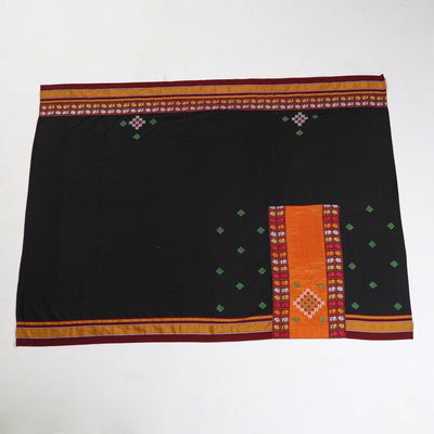 Black - Kasuti Embroidery Unstitched Khun Silk Cotton Blouse Piece
