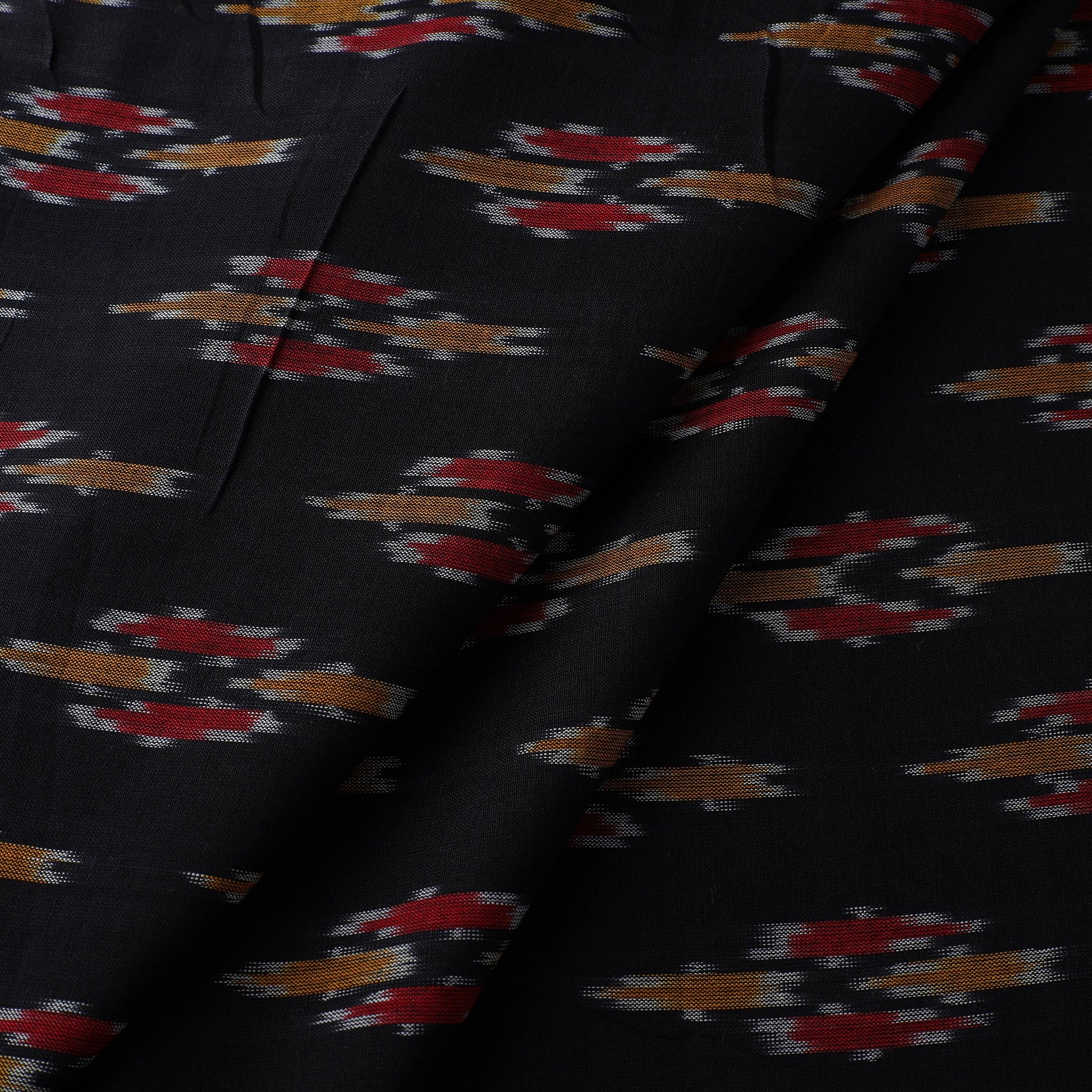Black - Pure Cotton Pochampally Ikat Fabric 15