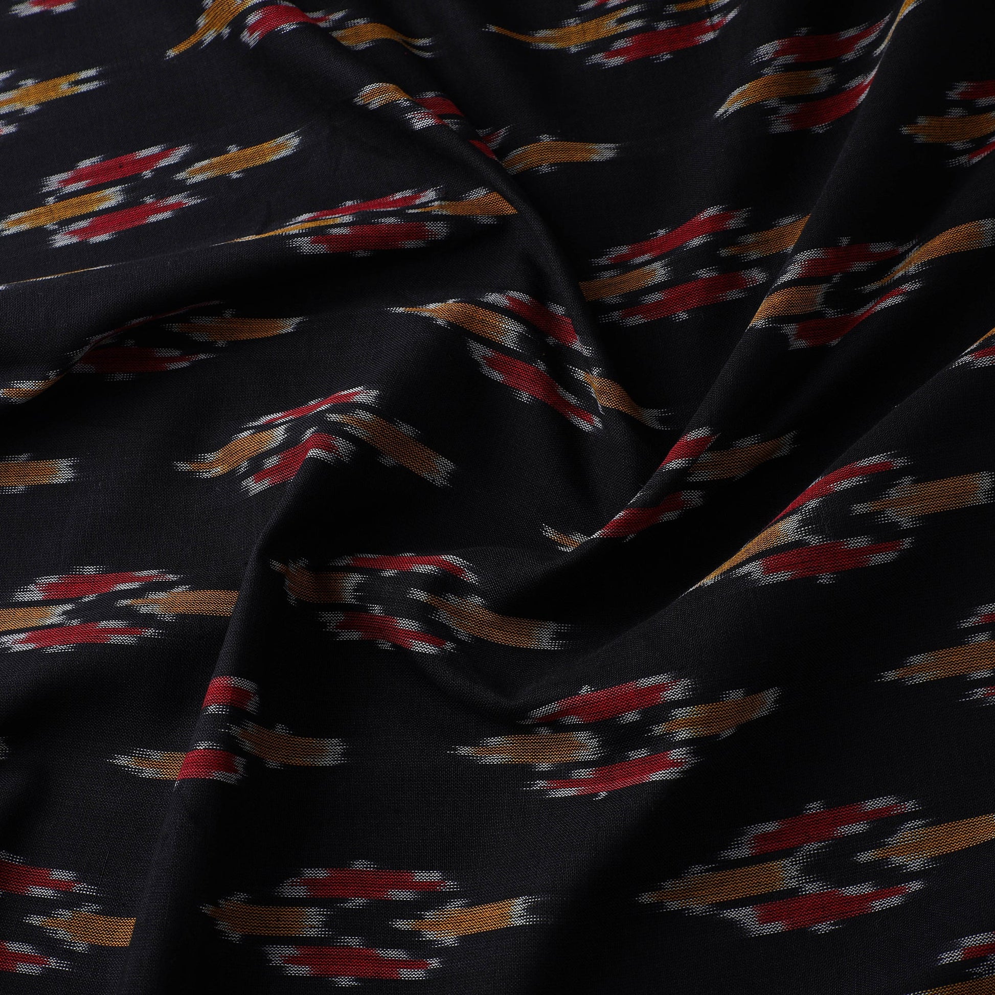 Black - Pure Cotton Pochampally Ikat Fabric 15