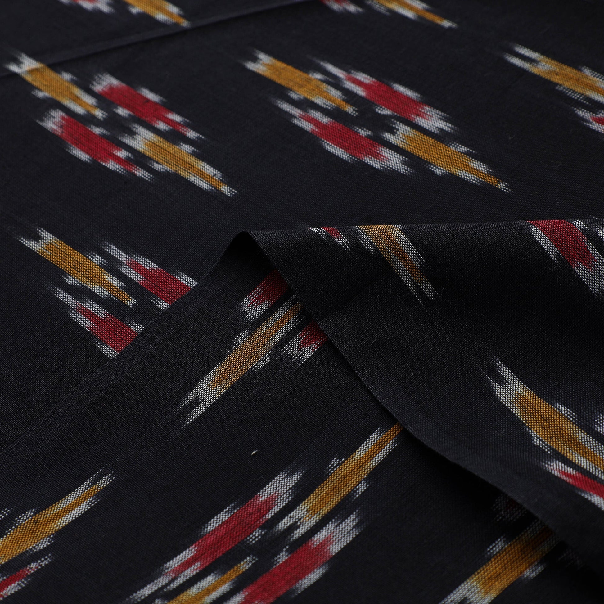 Black - Pure Cotton Pochampally Ikat Fabric 15