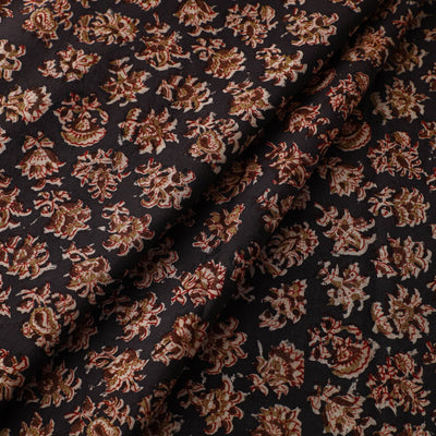 Black - Block Print Cotton Pedana Kalamkari Fabric 01