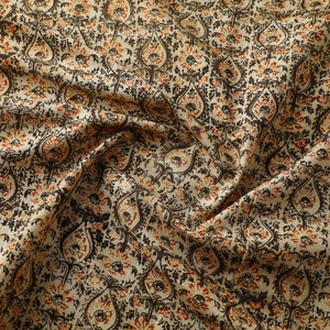 Beige - Block Print Cotton Pedana Kalamkari Fabric 11