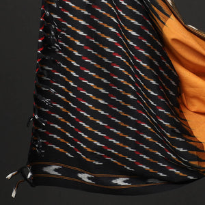 Black - 3pc Pochampally Ikat Weave Cotton Suit Material Set