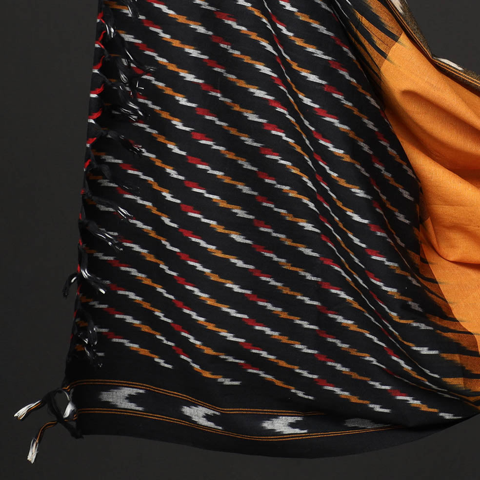 Black - 3pc Pochampally Ikat Weave Cotton Suit Material Set