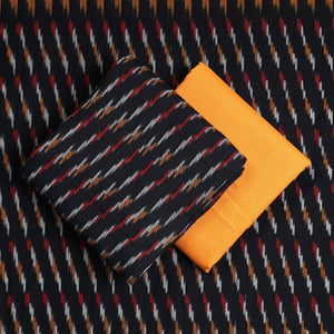 Black - 3pc Pochampally Ikat Weave Cotton Suit Material Set