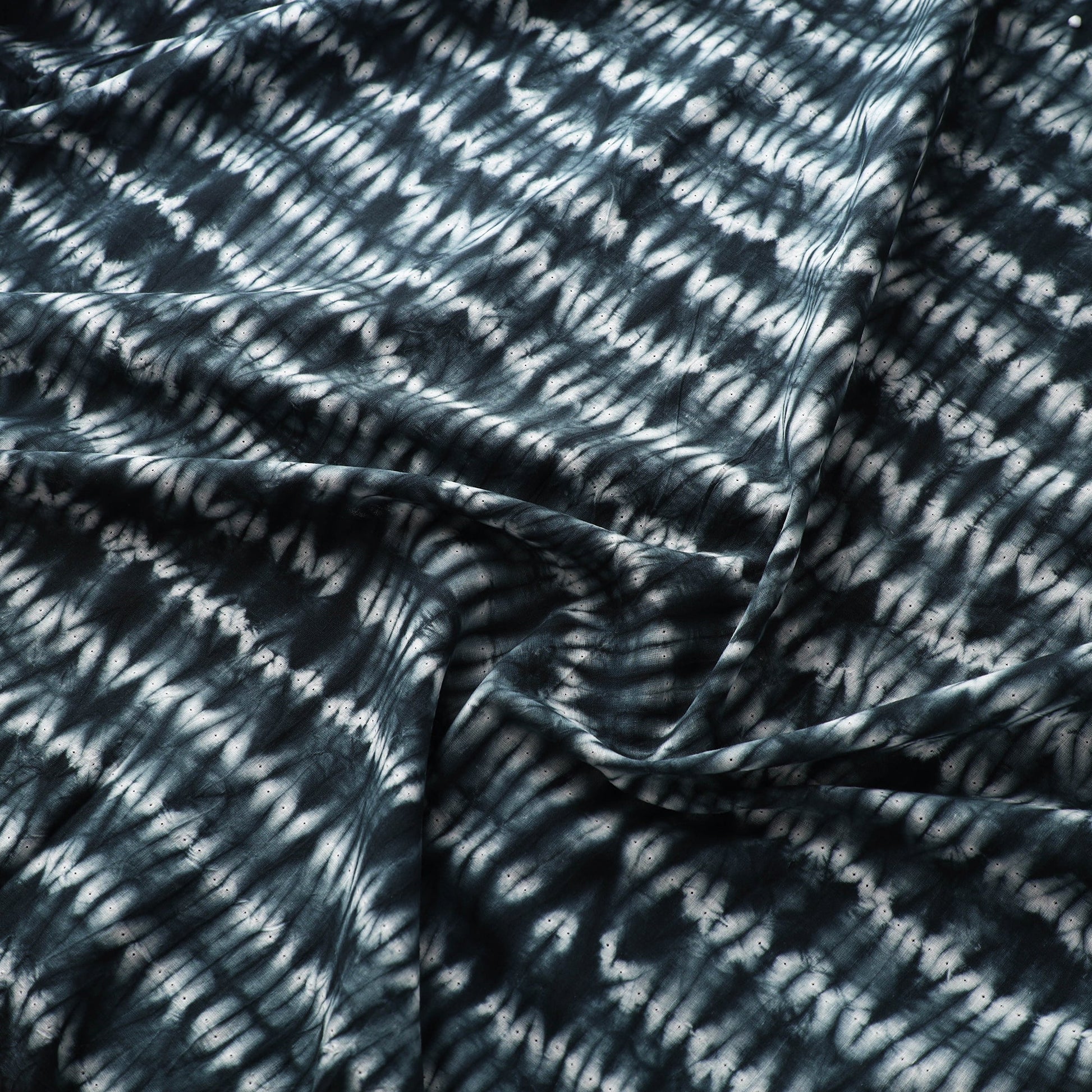 Black - Tie & Dye Pure Cotton Shibori Fabric 14