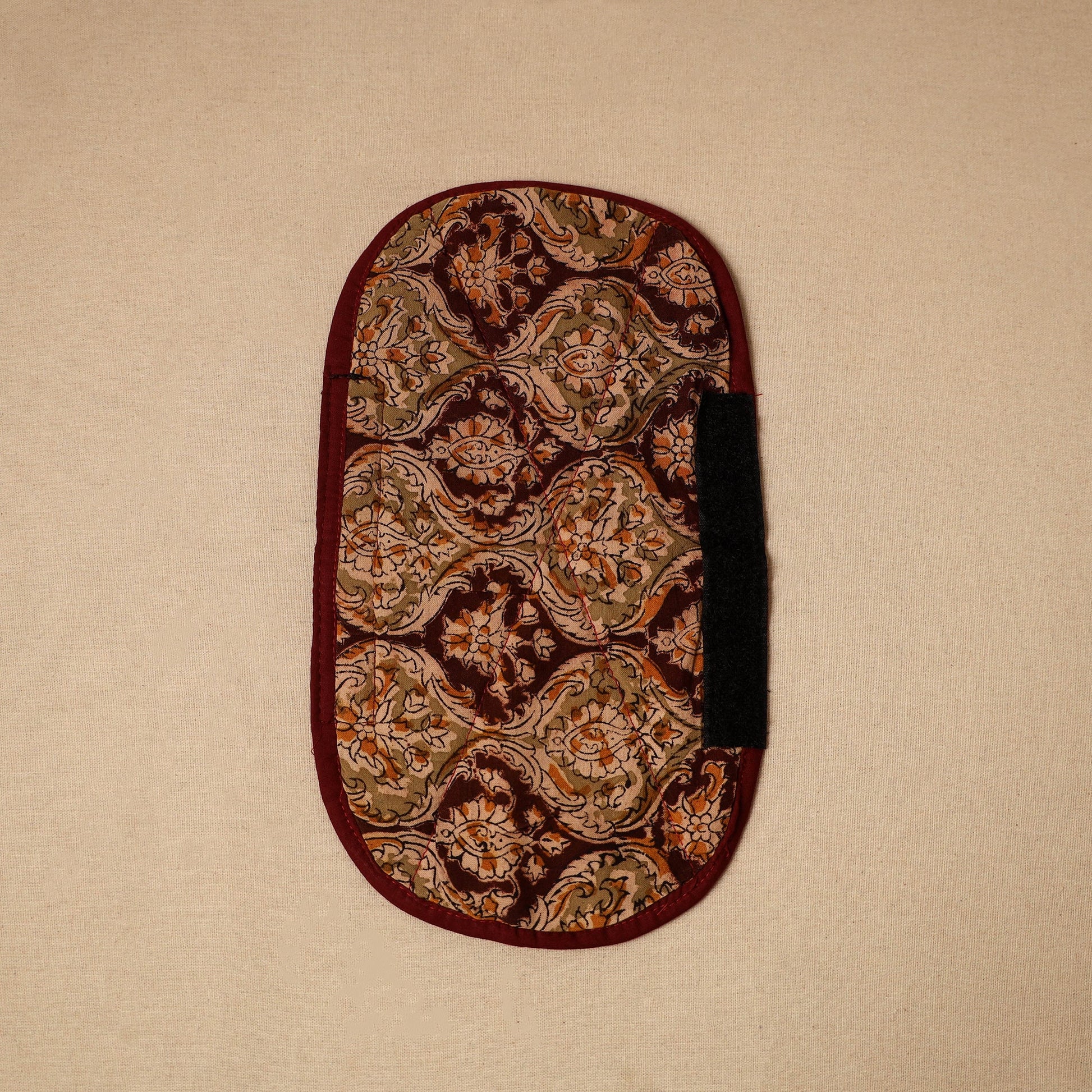 Brown - Kalamkari Block Printed Fridge Cover with Handle Cover 14