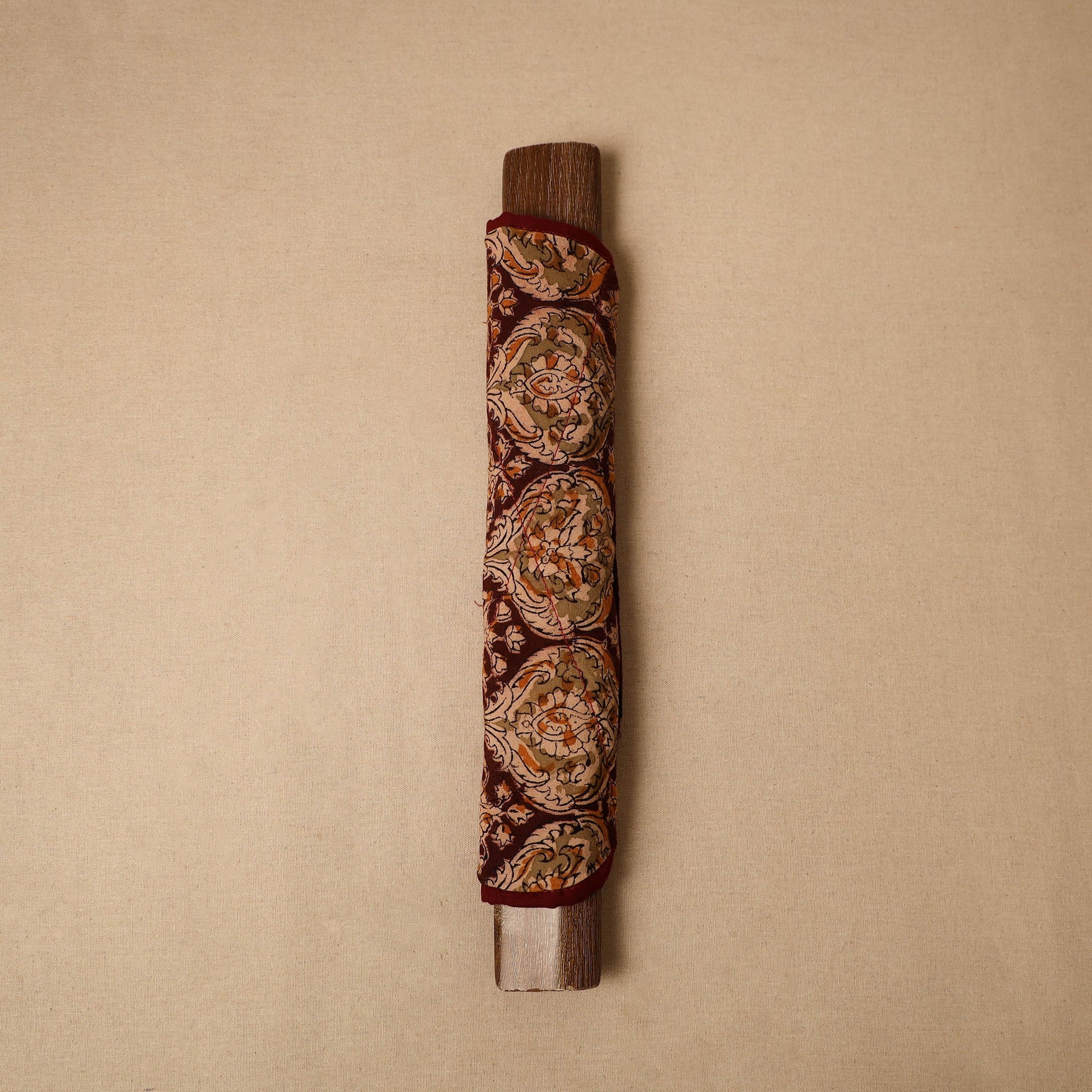 Brown - Kalamkari Block Printed Fridge Cover with Handle Cover 14