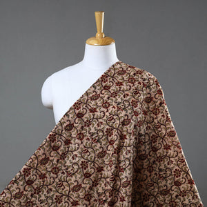 Beige - Block Print Cotton Pedana Kalamkari Fabric 19