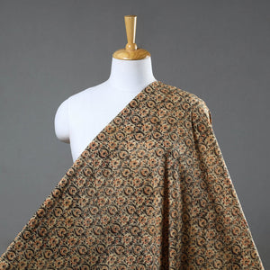 Beige - Block Print Cotton Pedana Kalamkari Fabric 11