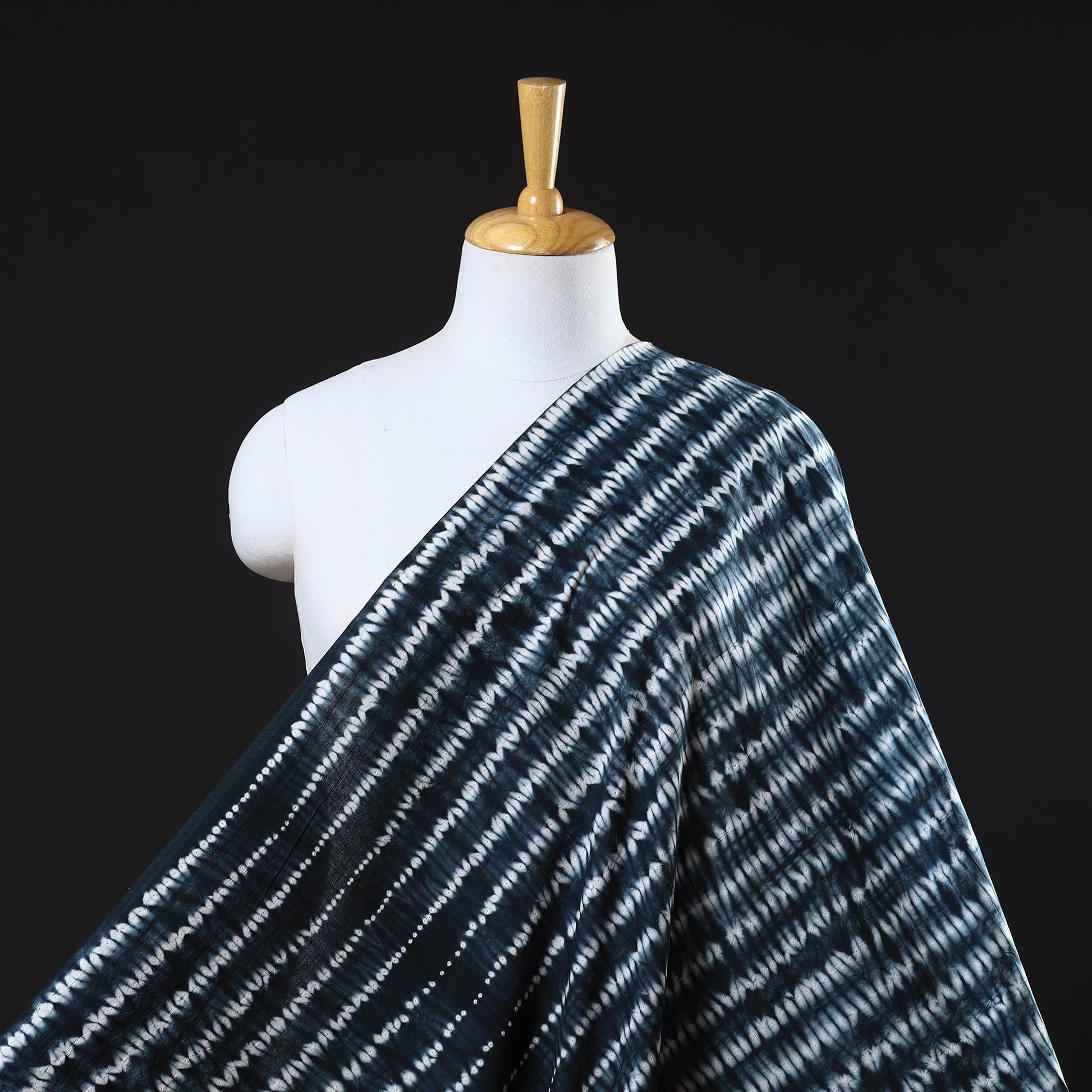 Black - Tie & Dye Pure Cotton Shibori Fabric 14