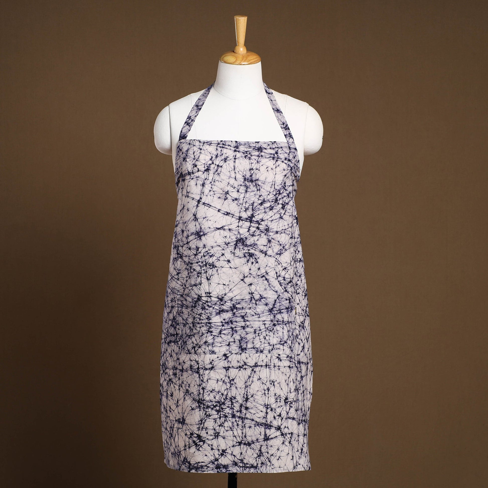 Blue - Hand Batik Print Cotton Apron with Pocket 04