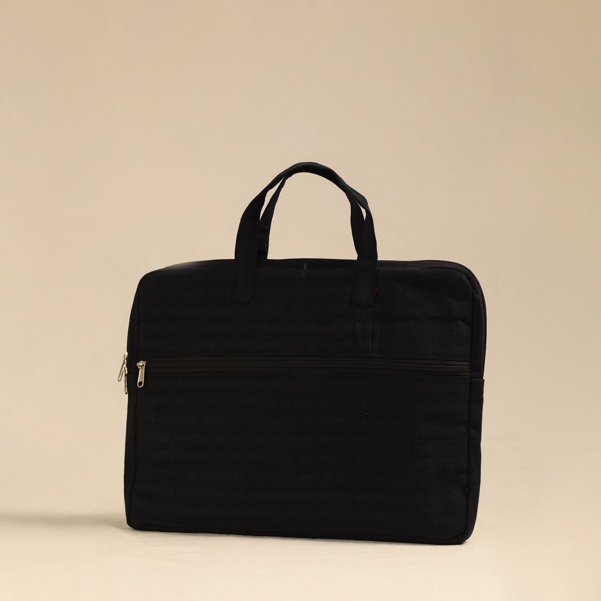 Black - Handmade Quilted Cotton Laptop Bag 01