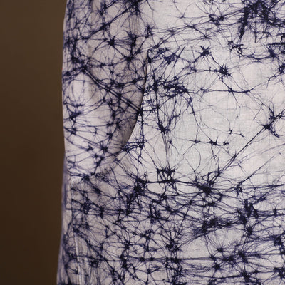 Blue - Hand Batik Print Cotton Apron with Pocket 04