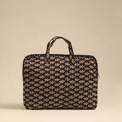 Beige - Handmade Quilted Cotton Laptop Bag 04