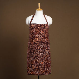 Brown - Hand Batik Print Cotton Apron with Pocket 07
