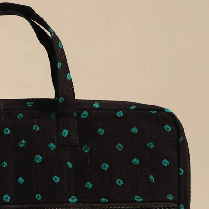 Black - Handmade Quilted Cotton Laptop Bag 12