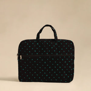 Black - Handmade Quilted Cotton Laptop Bag 12