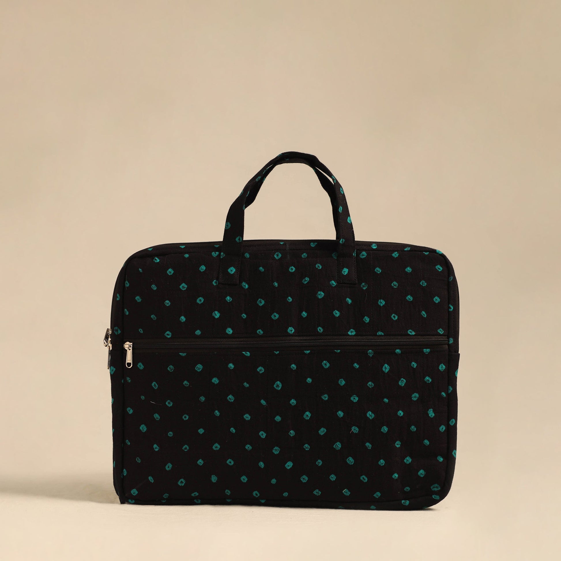 Black - Handmade Quilted Cotton Laptop Bag 12