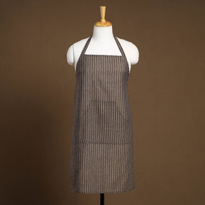 Brown - Jacquard Weave Cotton Apron with Pocket 09