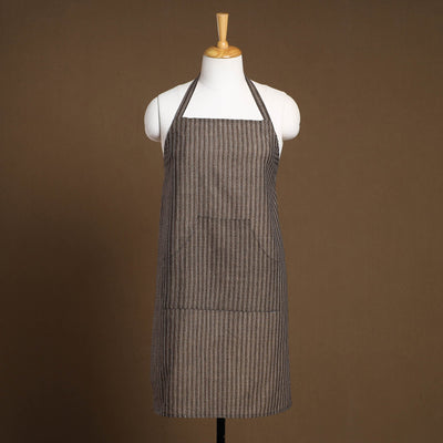 Brown - Jacquard Weave Cotton Apron with Pocket 09