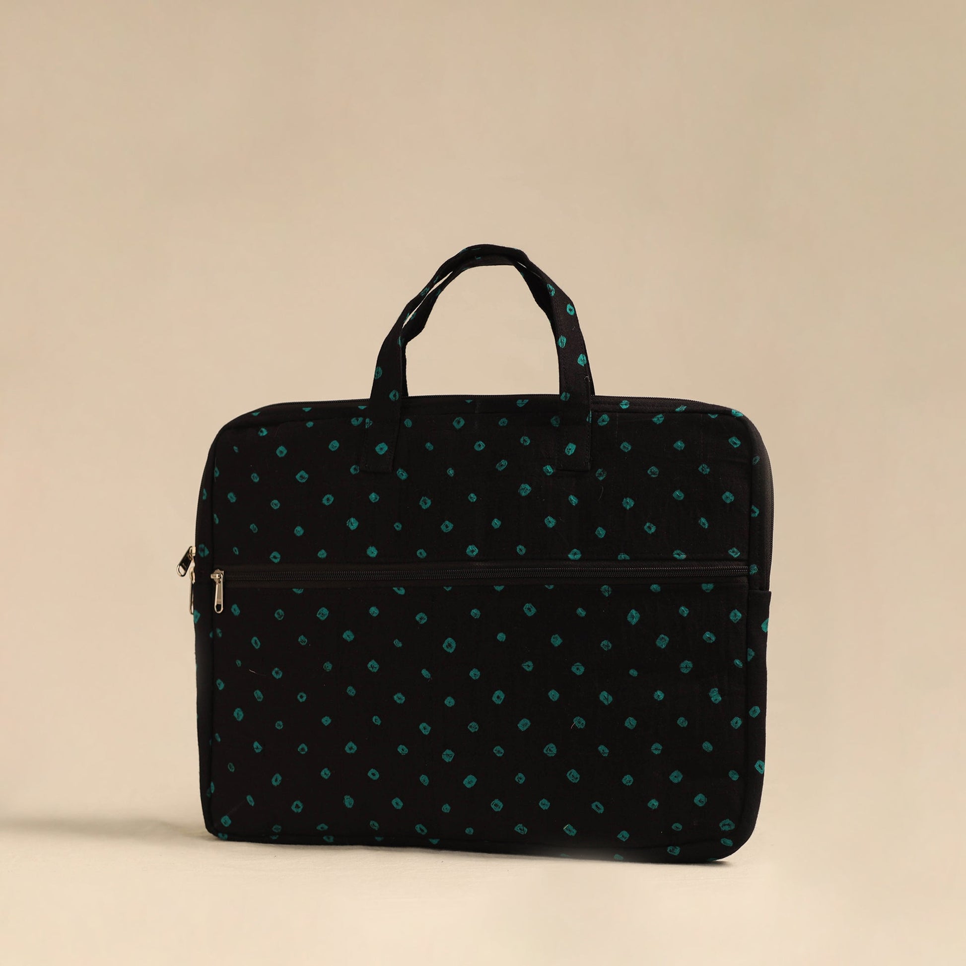 Black - Handmade Quilted Cotton Laptop Bag 12