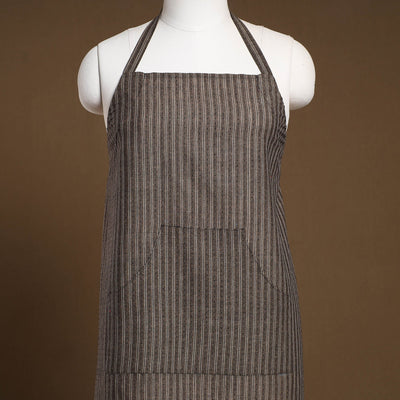 Brown - Jacquard Weave Cotton Apron with Pocket 09