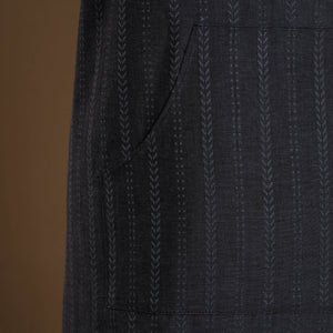 Black - Jacquard Weave Cotton Apron with Pocket 10
