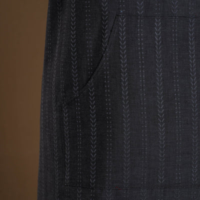 Black - Jacquard Weave Cotton Apron with Pocket 10