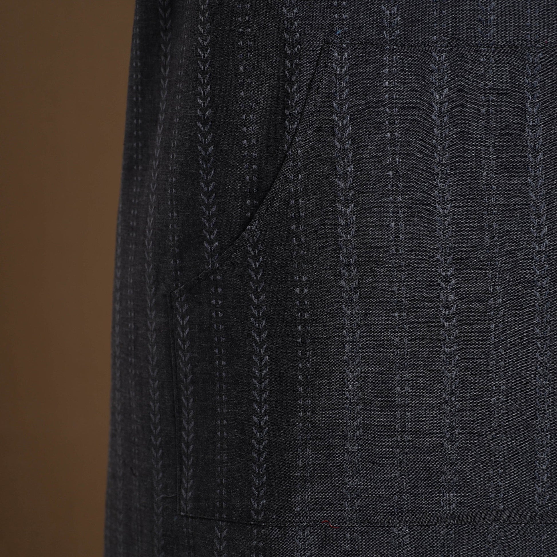 Black - Jacquard Weave Cotton Apron with Pocket 10