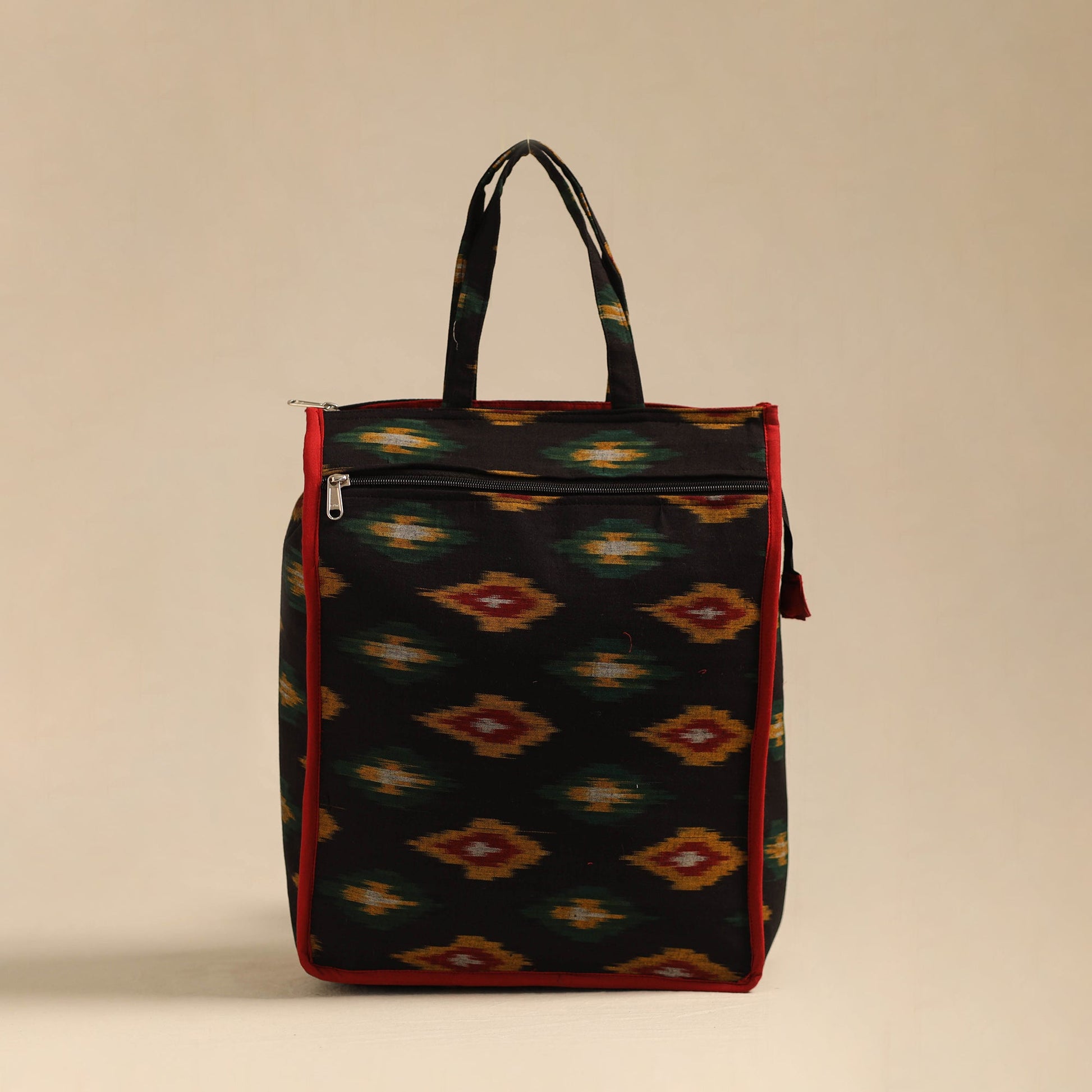 Black - Handcrafted Cotton Shopping Hand Bag 10