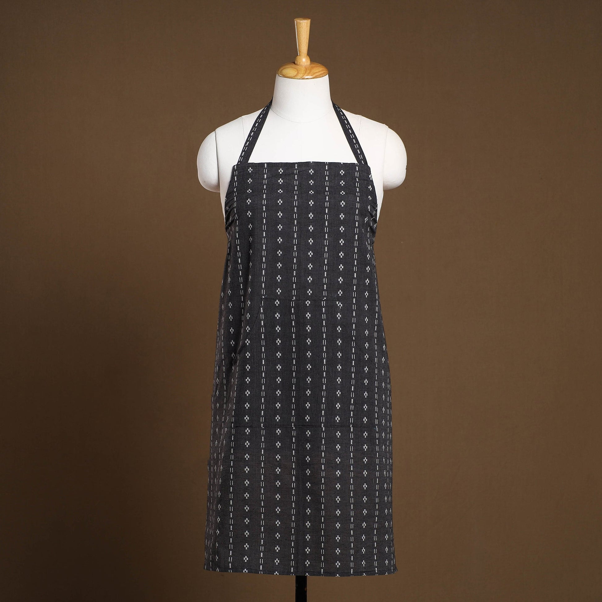 Black - Jacquard Weave Cotton Apron with Pocket 13