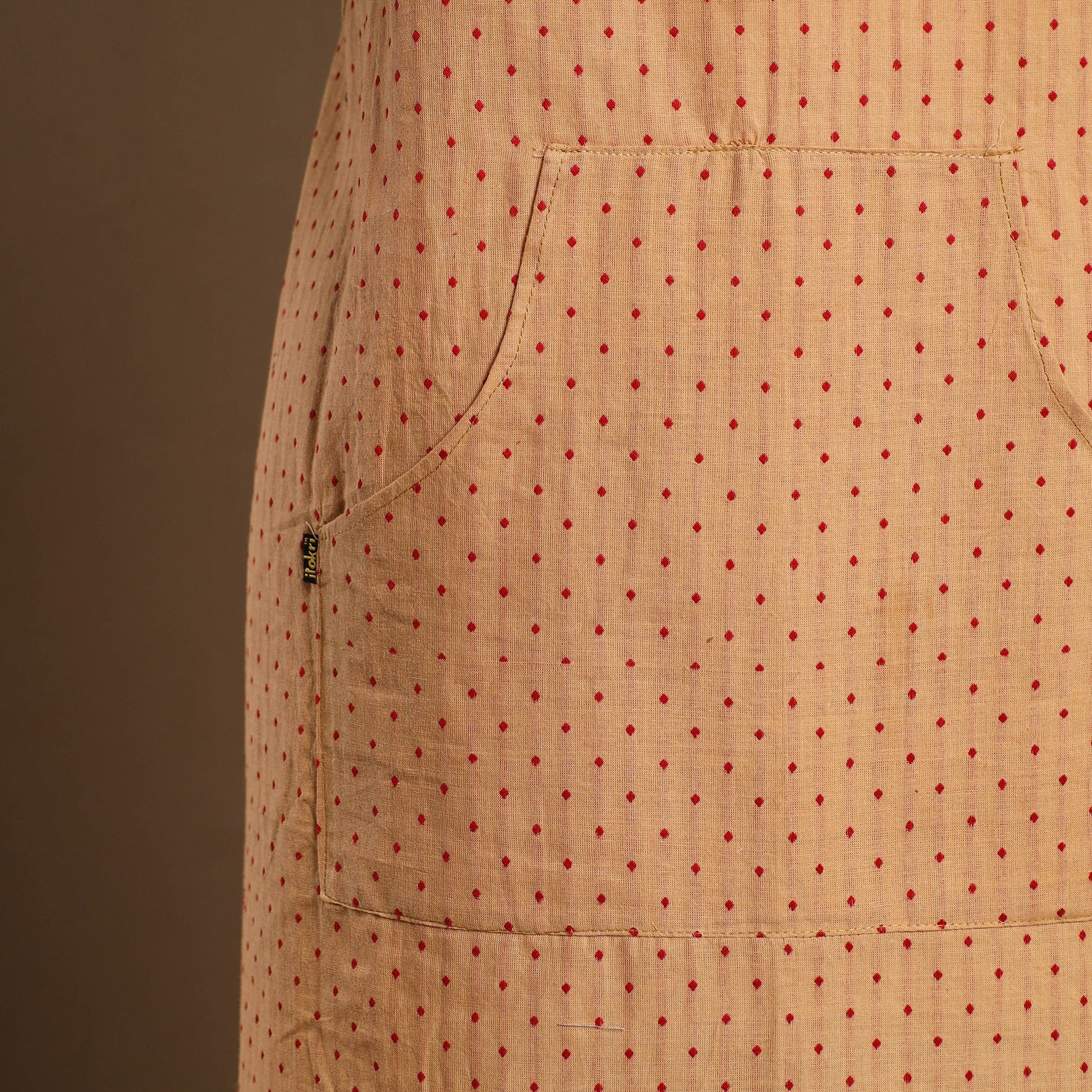 Beige - Jacquard Weave Cotton Apron with Pocket 15
