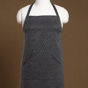 Black - Jacquard Weave Cotton Apron with Pocket 16
