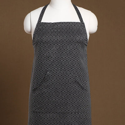 Black - Jacquard Weave Cotton Apron with Pocket 16