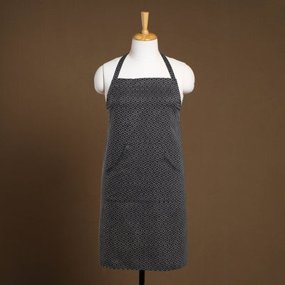 Black - Jacquard Weave Cotton Apron with Pocket 16