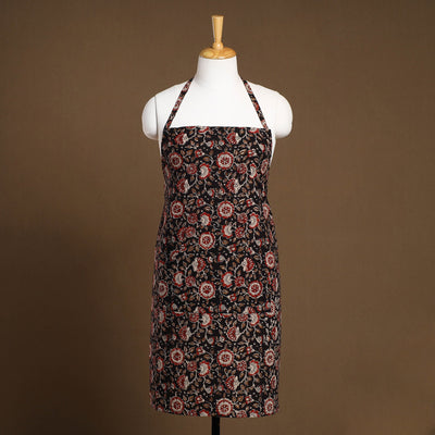 Black - Bagru Block Print Cotton Apron with Pocket 19