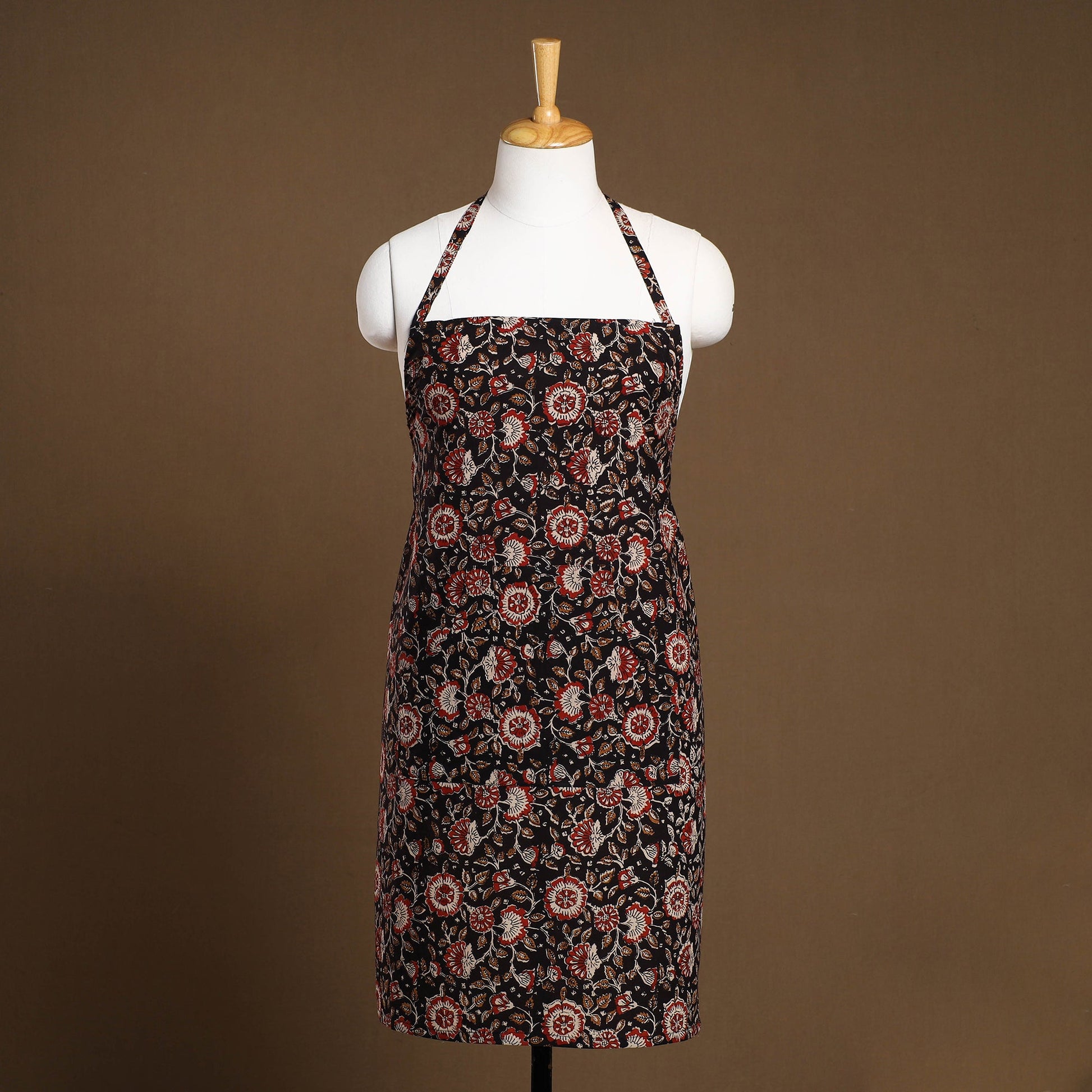 Black - Bagru Block Print Cotton Apron with Pocket 19