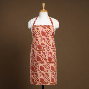 Beige - Bagru Block Print Cotton Apron with Pocket 21