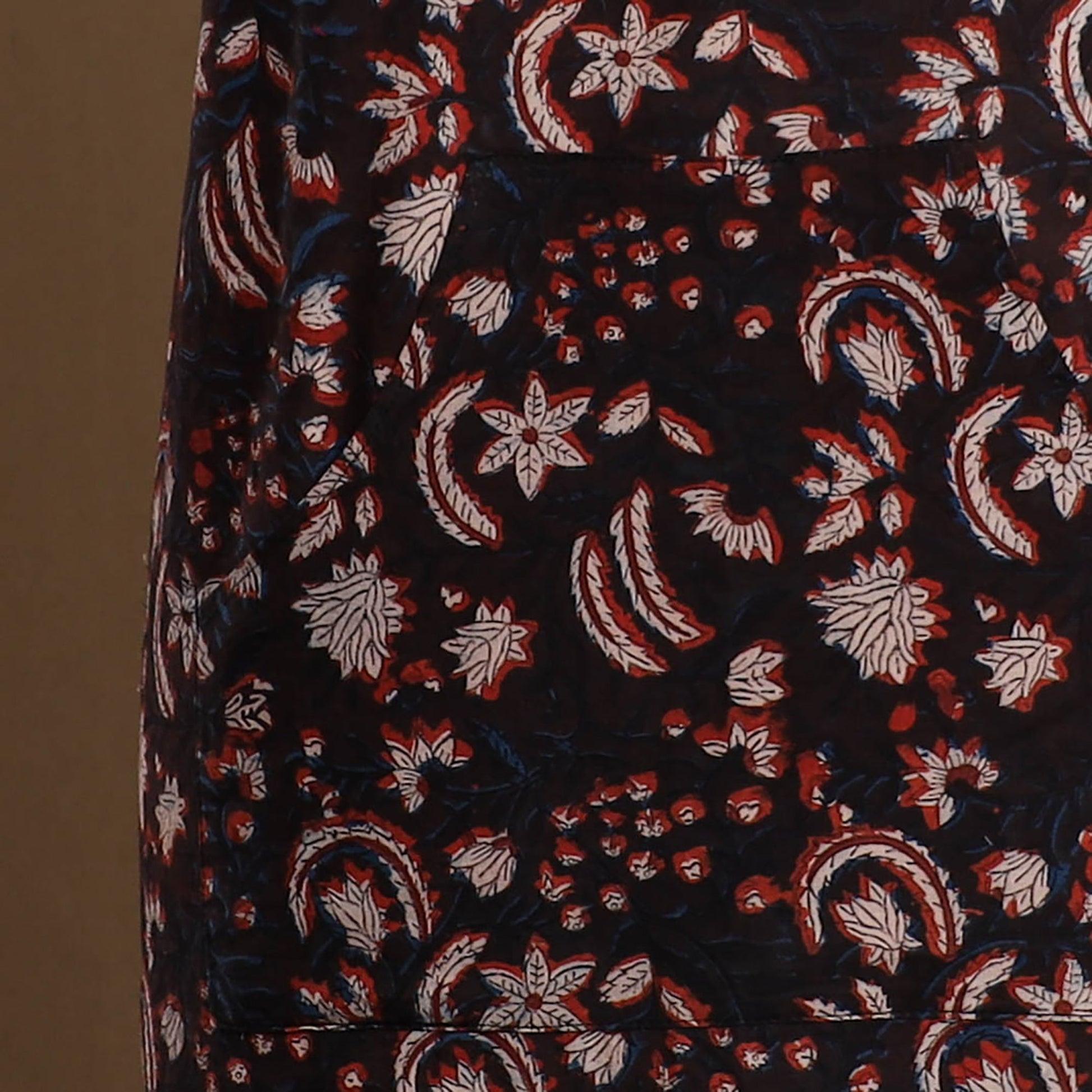 Brown - Bagru Block Print Cotton Apron with Pocket 23
