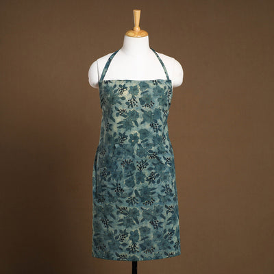 Blue - Bagru Block Print Cotton Apron with Pocket 24